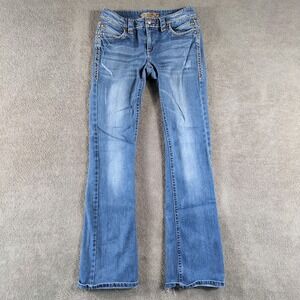 Cello Jeans Womens Size 5 Bootcut Flared Distressed Denim Blue‎ Pants RN 129303